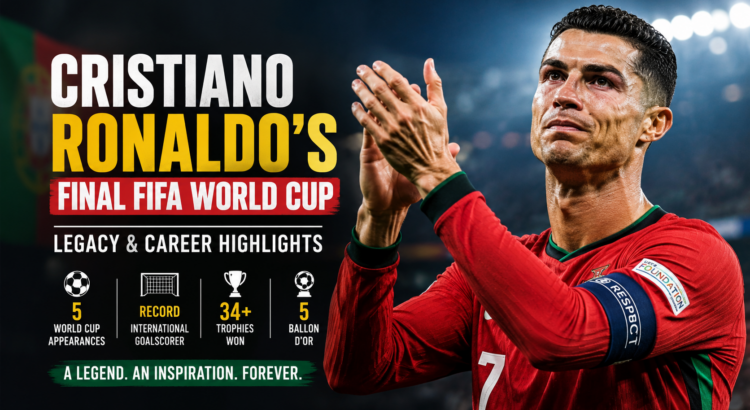 Cristiano Ronaldo applauds fans after Portugal's final match at the FIFA World Cup 2026, marking the end of his World Cup career.