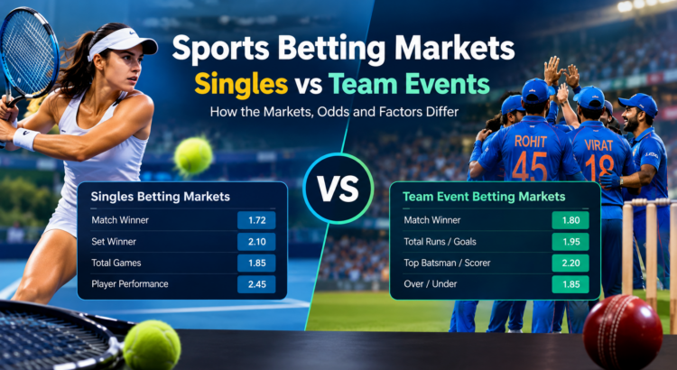 Sports betting markets for singles and team events