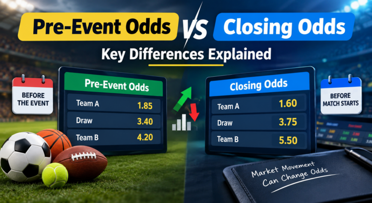 Pre-event odds vs closing odds in sports betting market